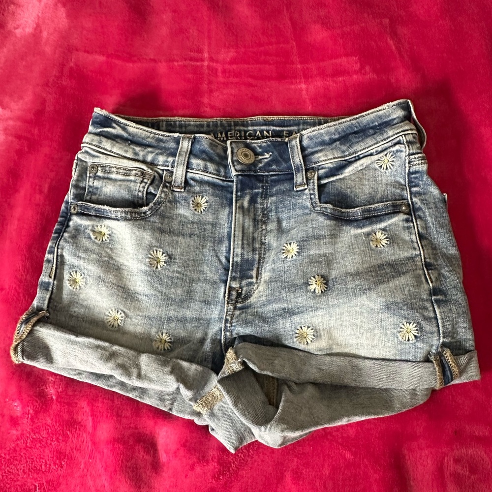 American Eagle Hi Rise Shortie Jean Shorts